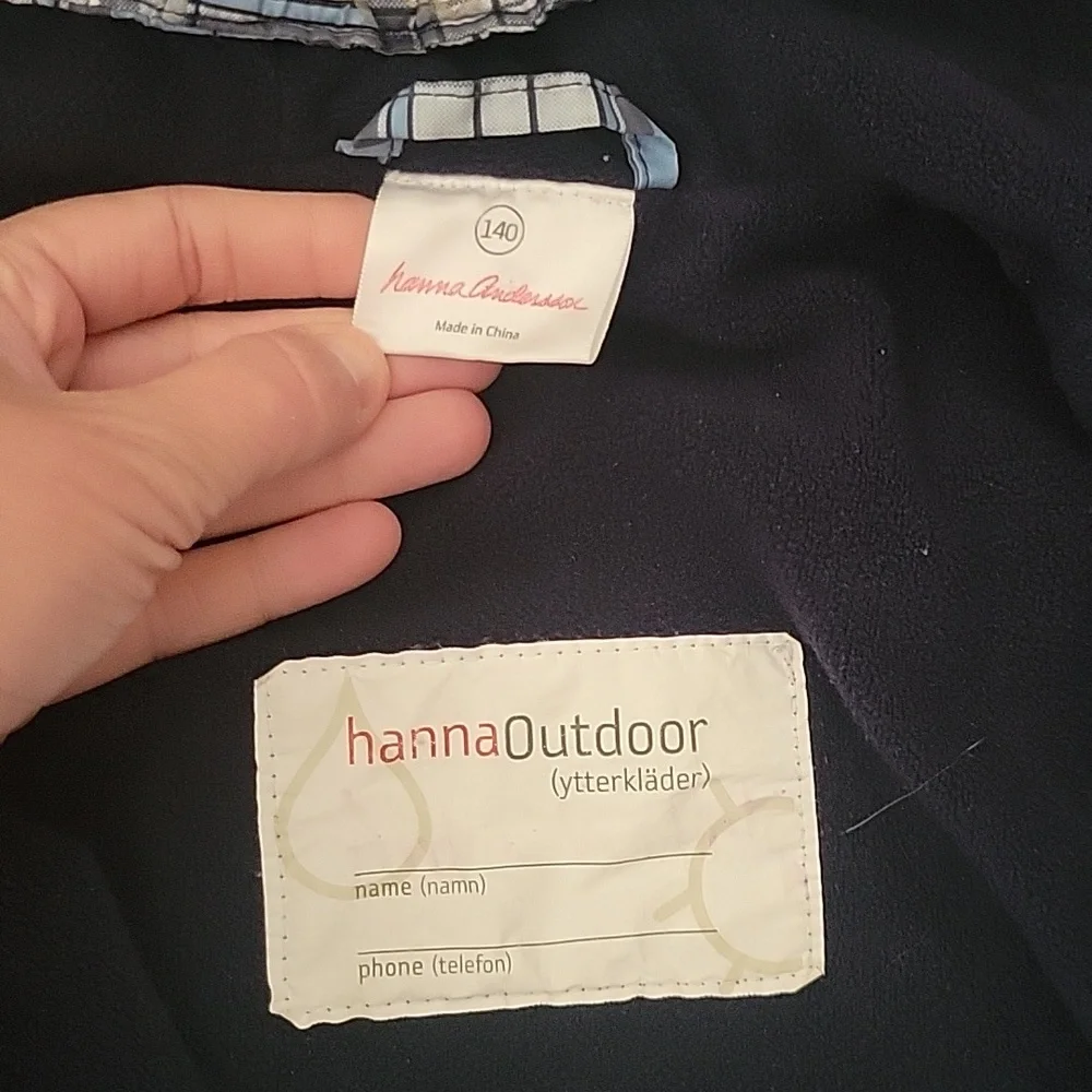 Hanna Andersson Waterproof Blue Plaid Lined Coat‎ 10